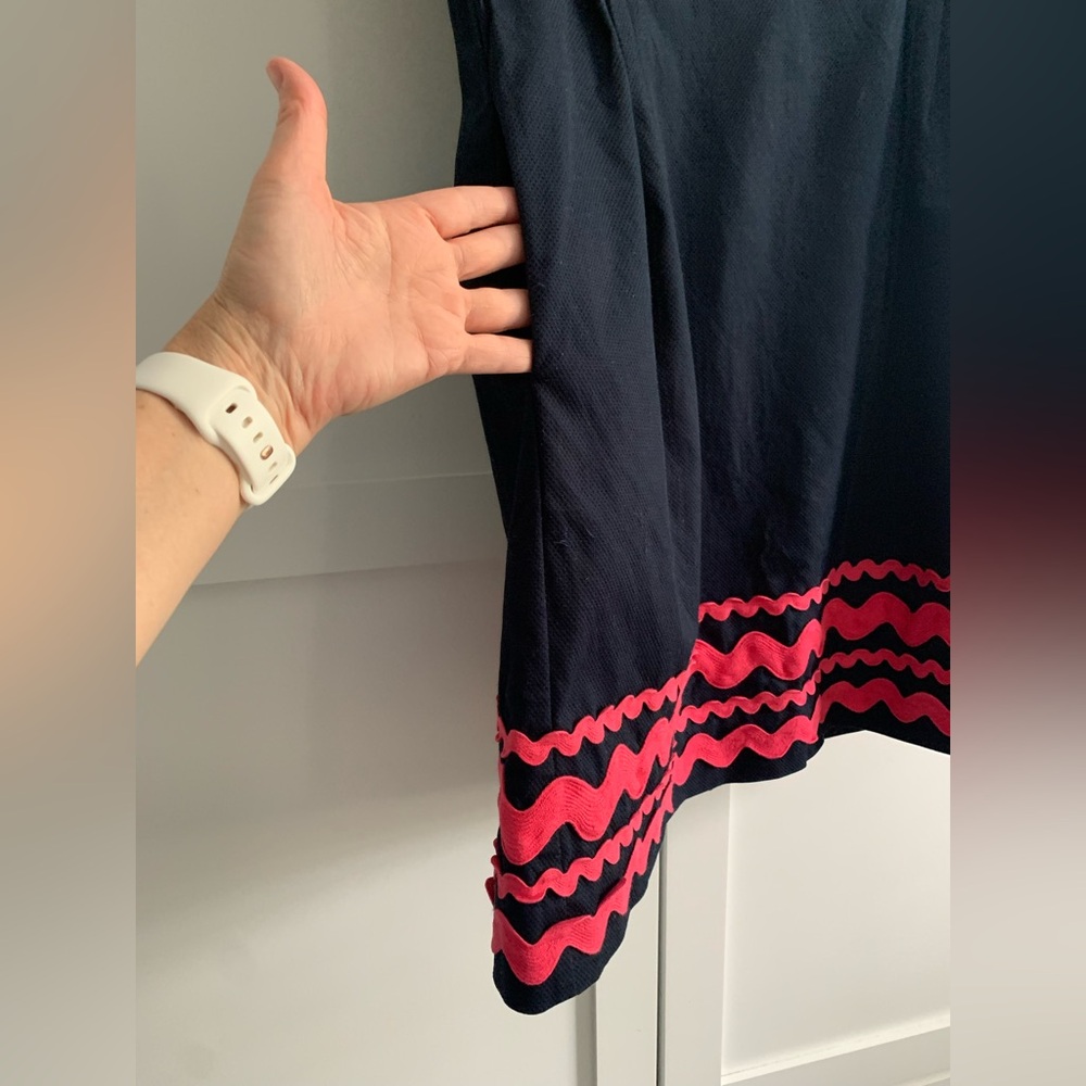 Vineyard Vines Strapless Navy Blue Dress with Pink Trim - Picture 4 of 6